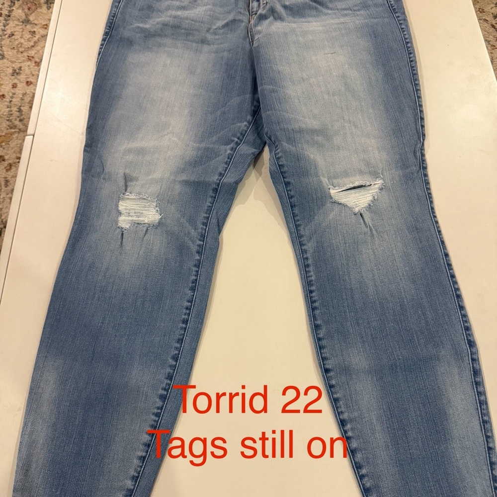 Torrid Light Blue Ripped Skinny Jeans